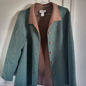 Vintage Wool Pendleton Women's Two-Tone Green and Brown Trench Coat